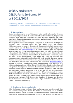 Erfahrungsbericht CELSA Paris Sorbonne IV WS 2013/2014