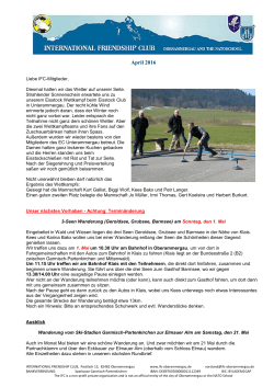 Newsletter April - International Friendship Club Oberammergau