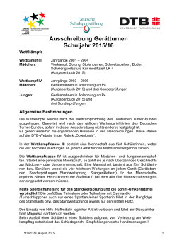 Ausschreibung Gerätturnen Schuljahr 2015/16