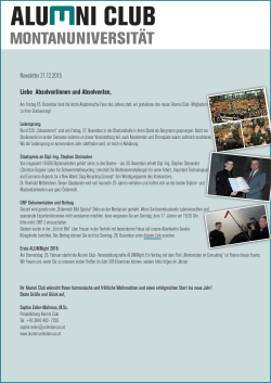 Newsletter 21.12.2015 Liebe Absolventinnen und