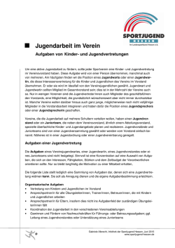 Jugendarbeit im Verein-Aufgaben von Kinder