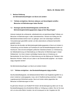 Berliner Erklärung der Behindertenbeauftragten von Bund und