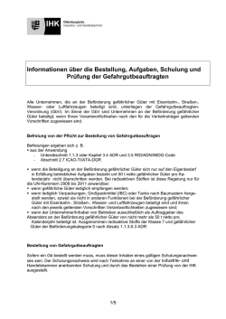 Informationen für Gefahrgutbeauftragte