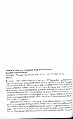 Hans-Christian von Herrmann. Sang der Maschinen: Brechts