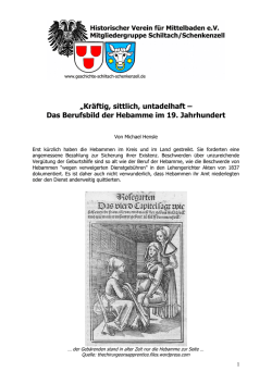 „Kräftig, sittlich, untadelhaft – Das Berufsbild der Hebamme im 19