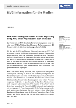 MVV-Tarif: Gestiegene Kosten machen Anpassung nötig, MVG