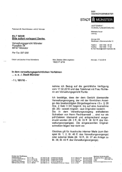 Schreiben der Stadt an das Verwaltungsgericht vom 17.02