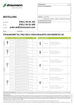 Straumann BL / Pro Arch verschraubte Sekundärteile – Bestellvorlage