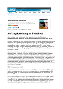 Industrie Magazin, Oktober 2015