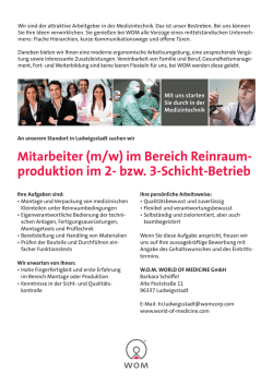 Stellenanzeige - World of Medicine