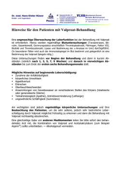 Hinweise f&uuml;r den Patienten mit Valproat-Behandlung