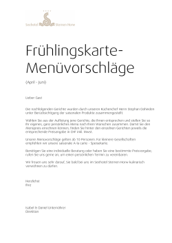 Bankett- und Hochzeits-Menüvorschläge