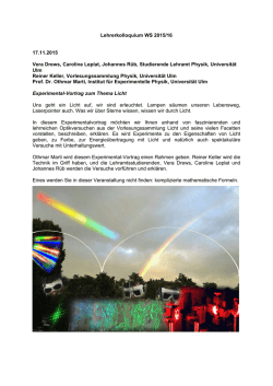 Lehrerkolloquium WS 2015/16 17.11.2015 Vera Drews, Caroline