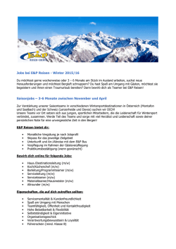 Jobs bei E&P Reisen - Winter 2015/16 Saisonjobs &ndash; 3