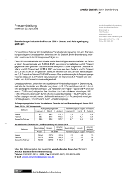 Industrieums&auml;tze und Auftragseing&auml;nge in Brandenburg im Februar