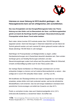 Interesse an neuer Heizung ist 2015 deutlich gestiegen &ndash; die