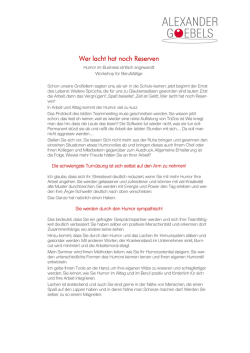 Wer lacht hat noch Reserven