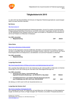 Im Jahre 2006 hat GlaxoSmithKline Schweiz mit folgenden