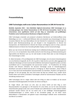CNM Technologies Pressemitteilung Erste CNM im A4 Format