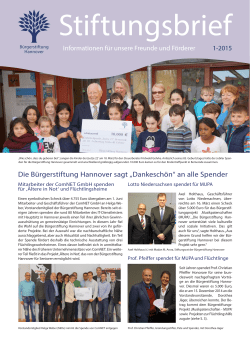 Die B&uuml;rgerstiftung Hannover sagt &bdquo;Dankesch&ouml;n&ldquo; an alle Spender