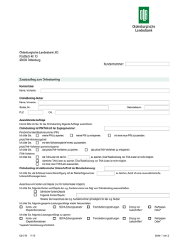 Zusatzvereinbarung InternetBanking PIN/TAN