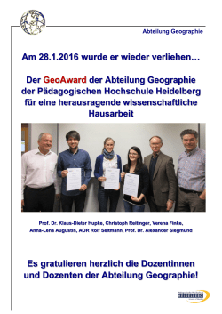 Am 28.1.2016 wurde er wieder verliehen… Es gratulieren