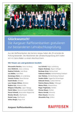 Gl&uuml;ckwunsch! Die Aargauer Raiffeisenbanken gratulieren zur