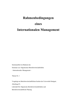 Hausarbeit: Rahmenbedingungen eines Internationalen Management