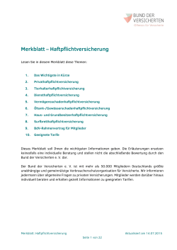 Merkblatt – Haftpflichtversicherung