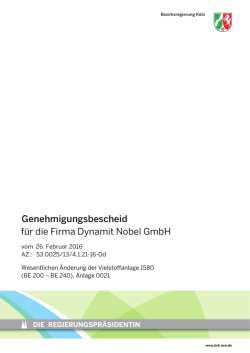 Genehmigungsbescheid Titel-Ergänzungstext für die Firma Dynamit