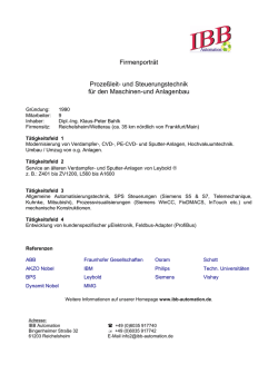Firmenporträt Prozeßleit- und Steuerungstechnik - IBB