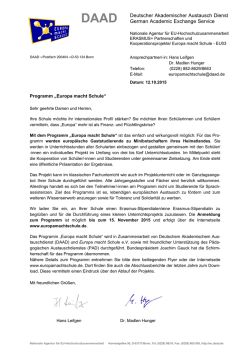 Informationsschreiben f&uuml;r Schulen