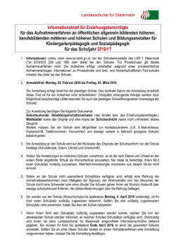 Informationsblatt - der HBLA und Fachschule f&uuml;r Mode Graz