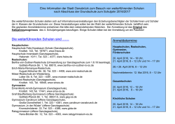 Informationsblatt Anmeldetermine weiterf&uuml;hrende Schulen 2016