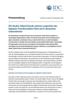 IDC Studie: Hybrid Clouds nehmen angesichts der Digitalen