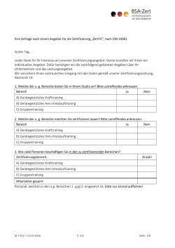 Ihre Anfrage nach einem Angebot f&uuml;r die Zertifizierung - BSA-Zert