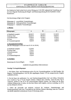 Entgelt- und Benutzungsordnung Stadthalle