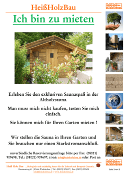Ich bin zu mieten - Hei&szlig; Holz Bau in Waakirchen