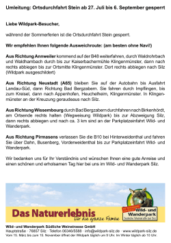 Umleitung: Ortsdurchfahrt Stein ab 27. Juli bis 6. September gesperrt