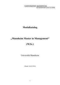 Modulkatalog „Mannheim Master in Management“ (M.Sc.)