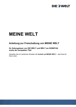 MEINE WELT - Anleitung zur Freischaltung