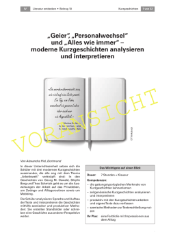 &bdquo;Geier&ldquo;, &bdquo;Personalwechsel&ldquo; und &bdquo;Alles wie immer&ldquo; &ndash; moderne