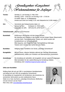 Grundlagenkurs Langschwert Wochenendseminar f&uuml;r Anf&auml;nger