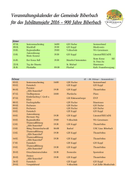 Veranstaltungskalender der Gemeinde Biberbach für das