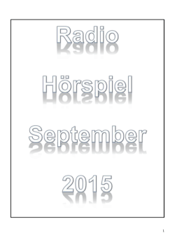 Hörspiele im Radio im September 2015