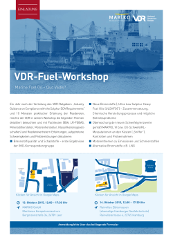 Einladung: VDR-Fuel-Workshop | Marine Fuel Oil – Quo Vadis?