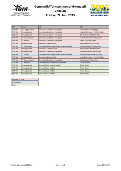 Gymnastik/Turnwettkampf Gymnastik Zeitplan Freitag, 26. Juni 2015