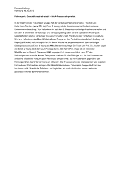 Pressemitteilung Hamburg, 18.12.2015 Pickenpack