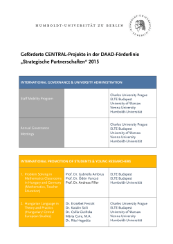 Geförderte CENTRAL-Projekte in der DAAD