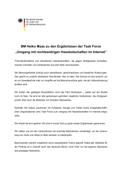 BM Heiko Maas zu den Ergebnissen der Task Force „Umgang mit